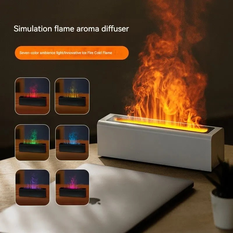 Colorful USB Flame Aroma Diffuser – Plug-In Humidifier