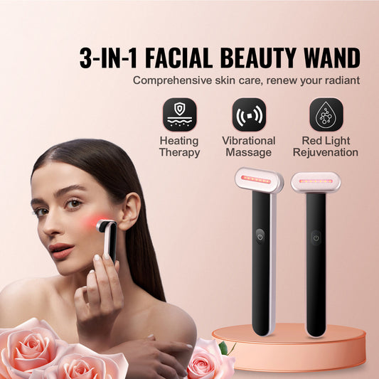 VEVOR Red Light Therapy Wand - 7-in-1 LED Facial Device with Heat, Microcurrent & Massage