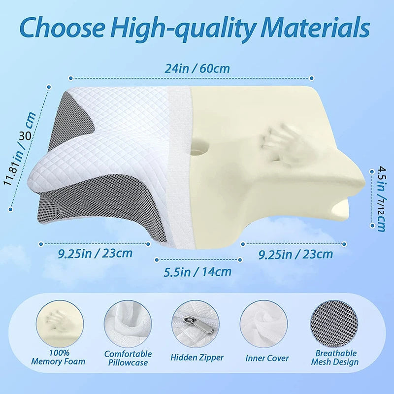 Orthopedic Pillow for Neck Pain Relief - Ergonomic Cervical Contour