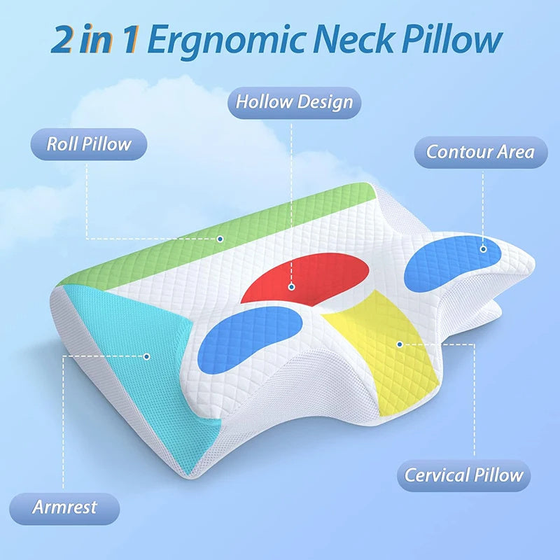 Orthopedic Pillow for Neck Pain Relief - Ergonomic Cervical Contour