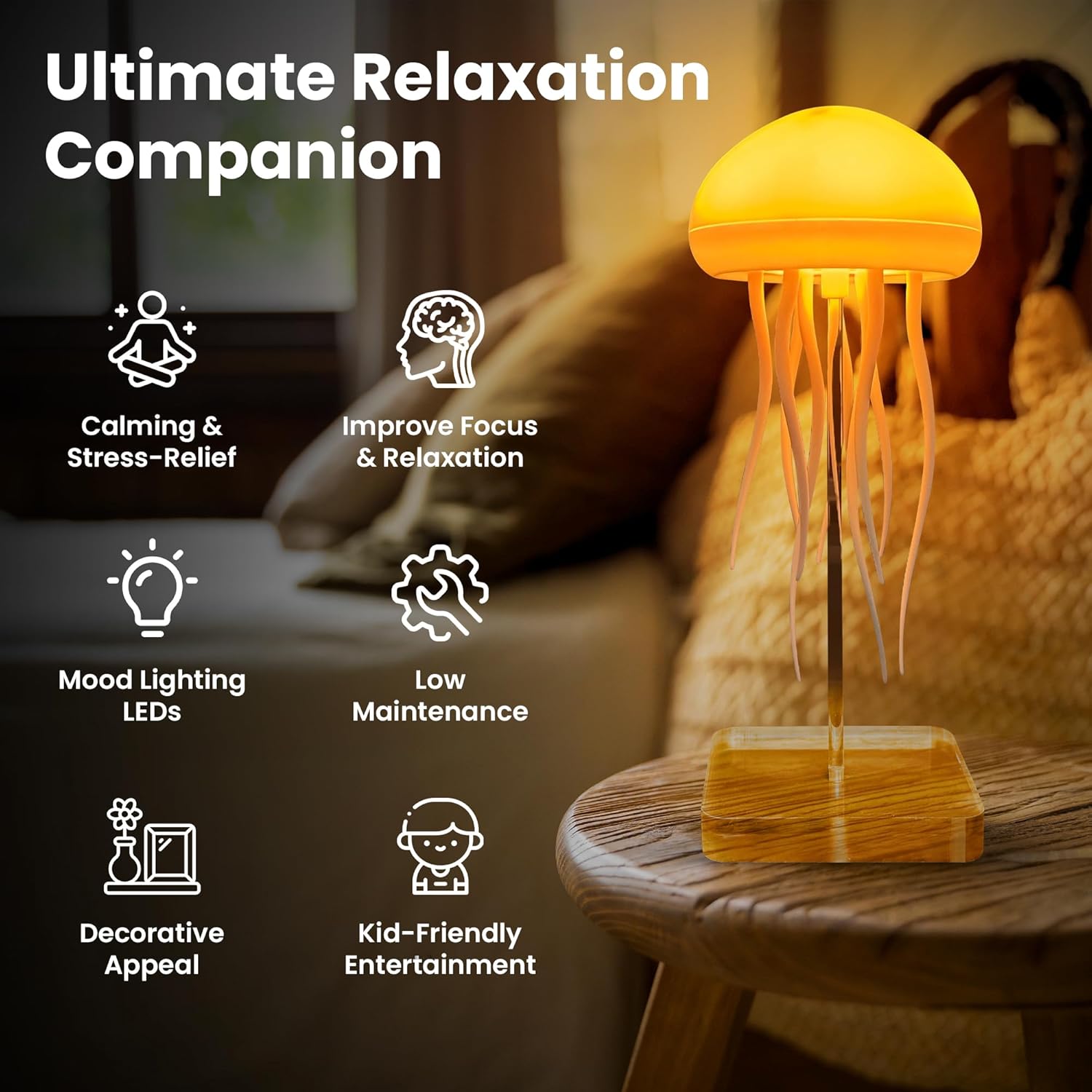 Portable Jellyfish Lamp – LED Night Light for Bedside & Desk