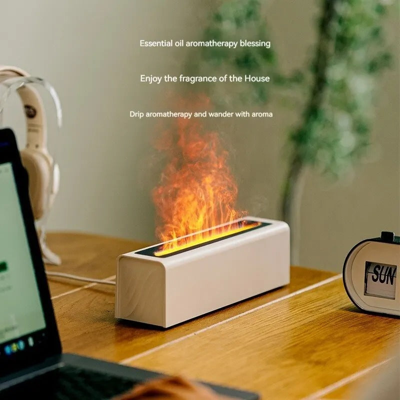 Colorful USB Flame Aroma Diffuser – Plug-In Humidifier