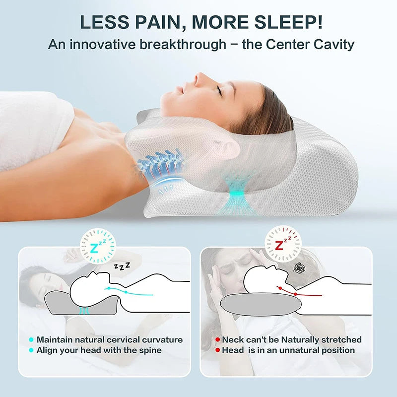 Orthopedic Pillow for Neck Pain Relief - Ergonomic Cervical Contour