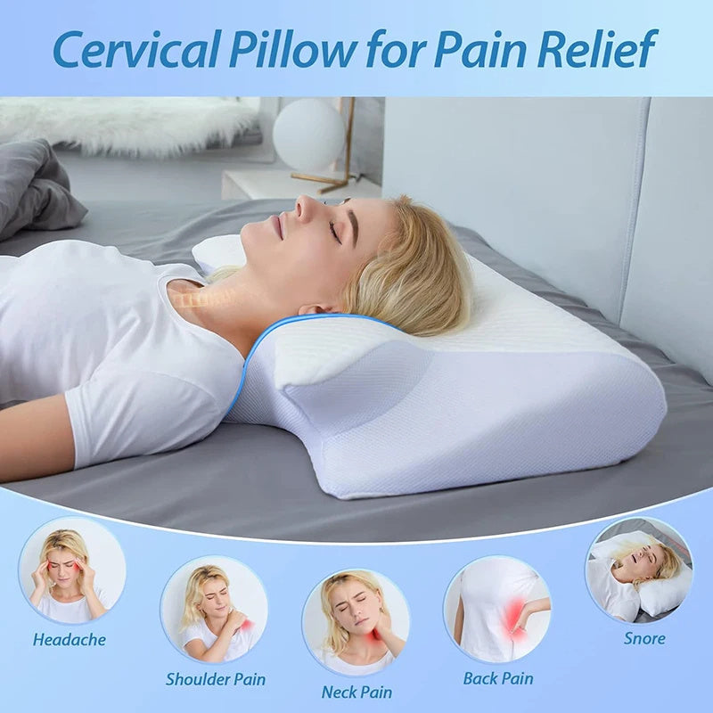 Orthopedic Pillow for Neck Pain Relief - Ergonomic Cervical Contour
