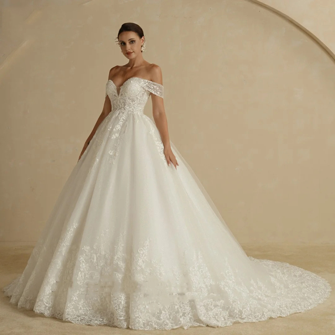 Elegant Off-Shoulder Bridal Wedding Dress