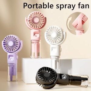 Portable Handheld Spray Fan – 4-Speed USB Mist Fan for Summer Cooling